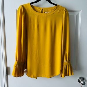 LOFT Gold Pleated Relaxed Blouse